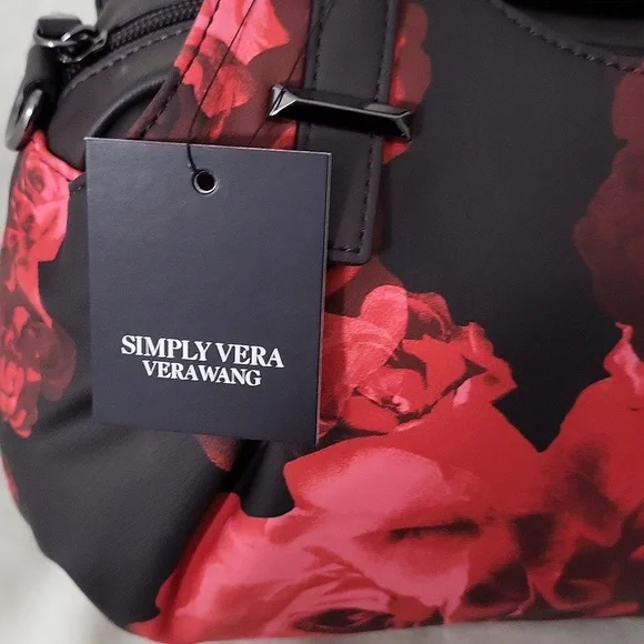 Simply Vera Wang Black and Red Floral Women's Bag - Picture 5 of 8